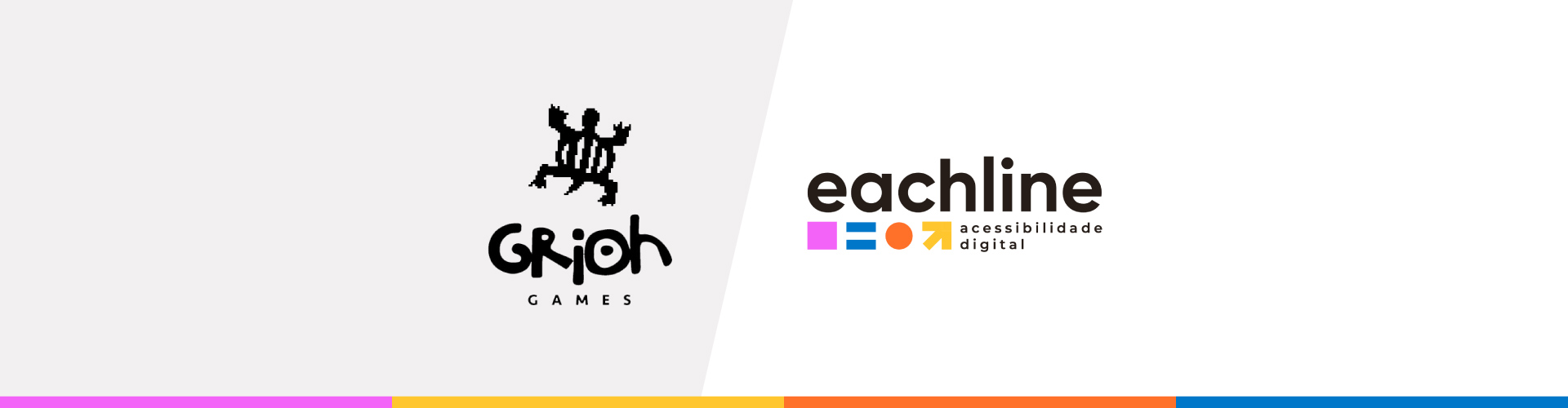 Imagem mostra a mudança de logo de Grioh Games para Eachline Acessibilidade Digital